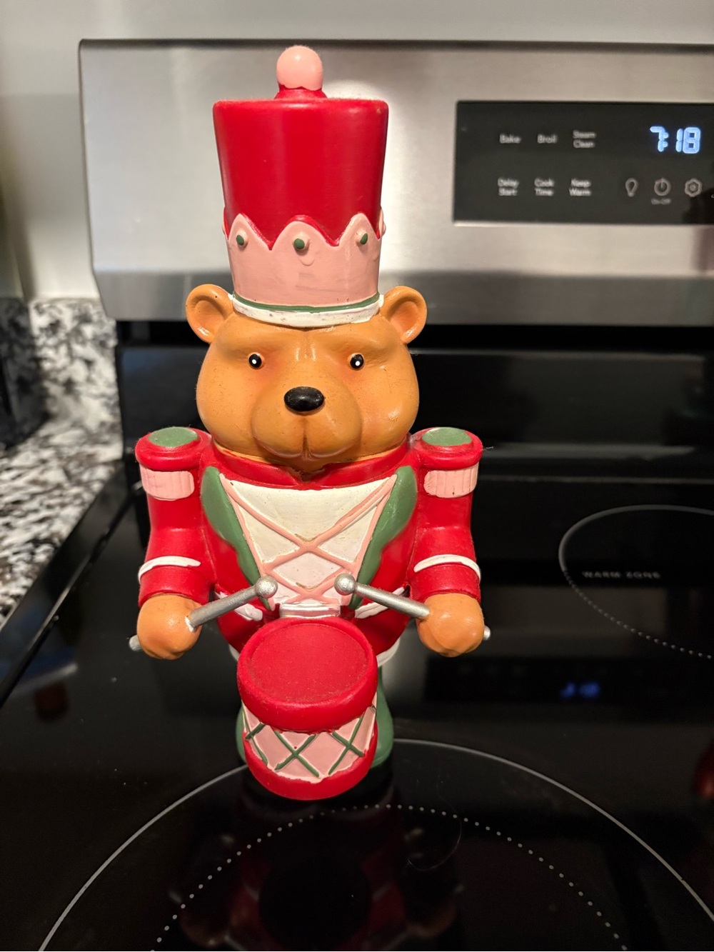 Festive Bear Nutcracker Drummer - Red & Green